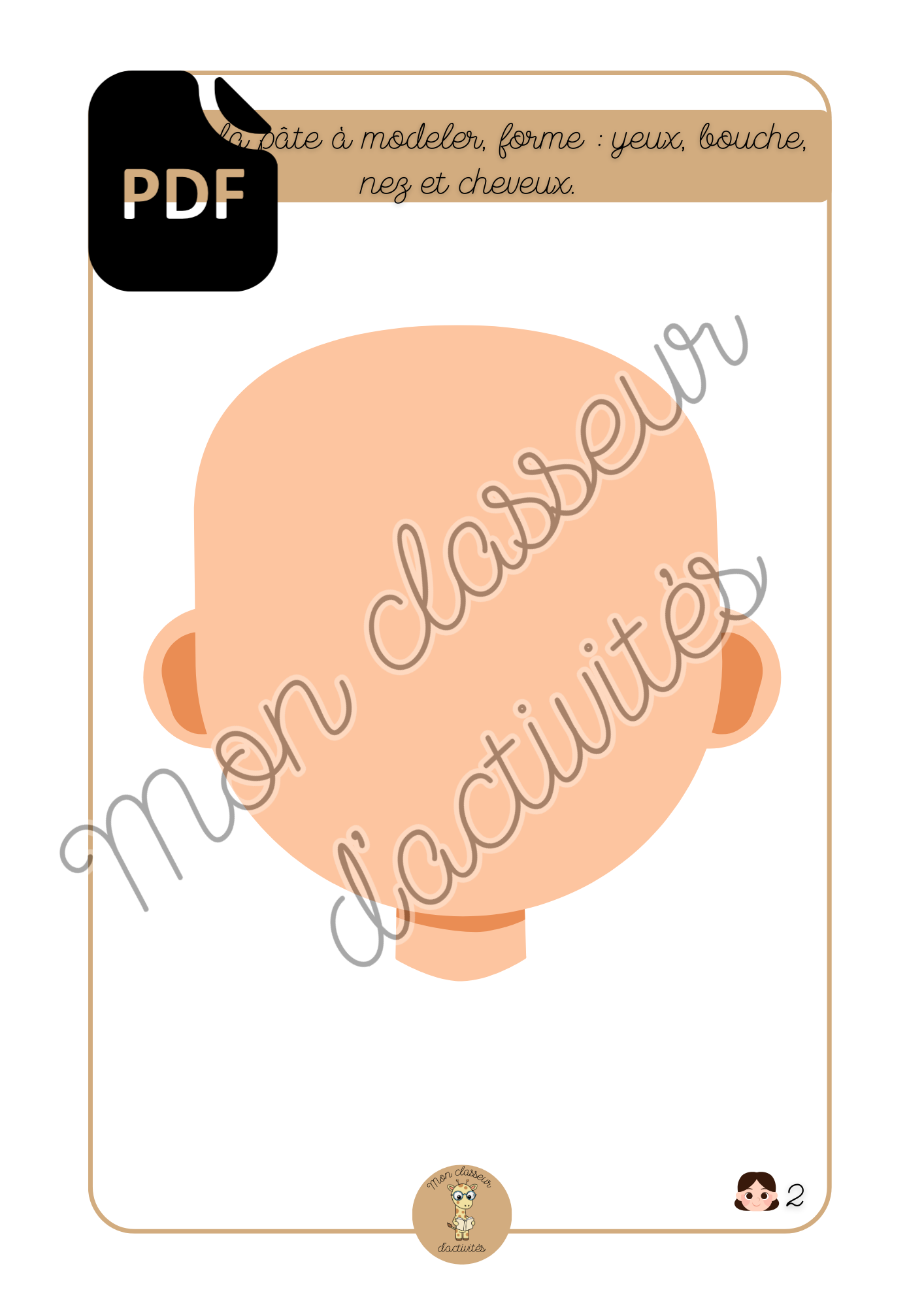 PDF - Les émotions - Fiche 2 "Forme le visage avec la pâte à modeler"