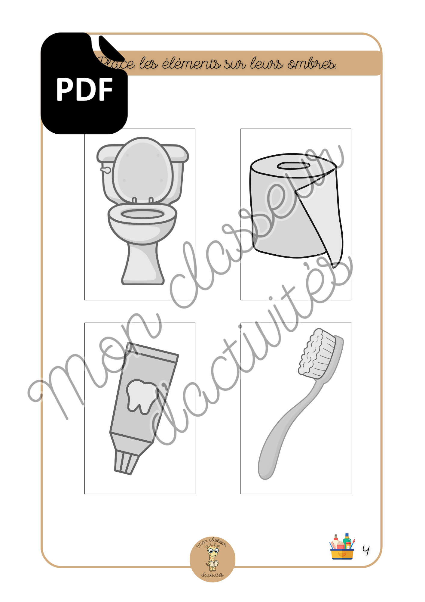 PDF - Hygiène - Fiche 4 "Place les éléments sur leurs ombres"