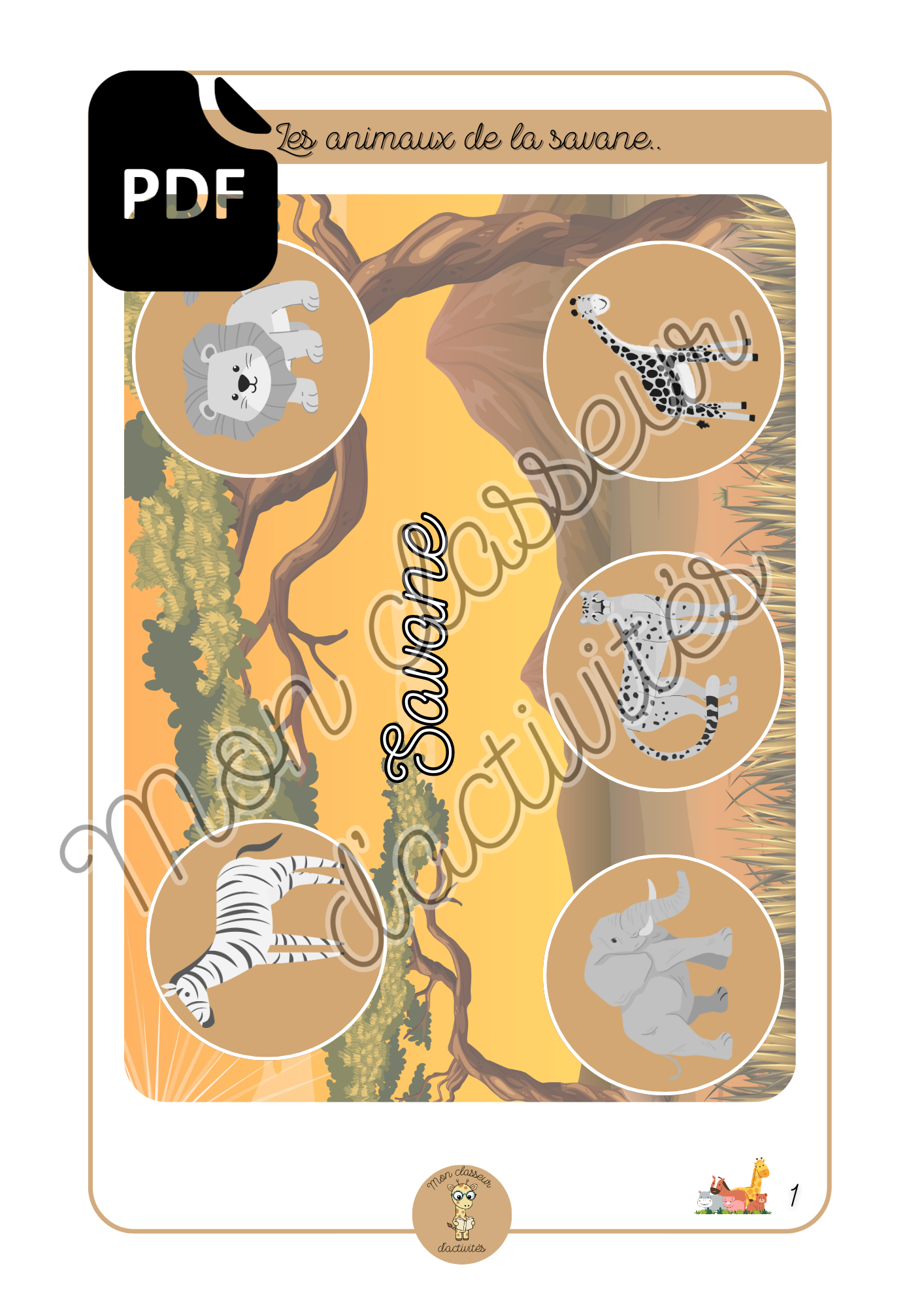 PDF - Les animaux - Fiche 3 "La savane"