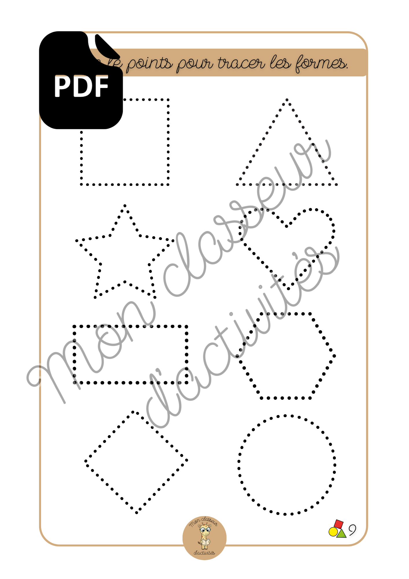 PDF- Les formes - Fiches 9 "Trace les formes"