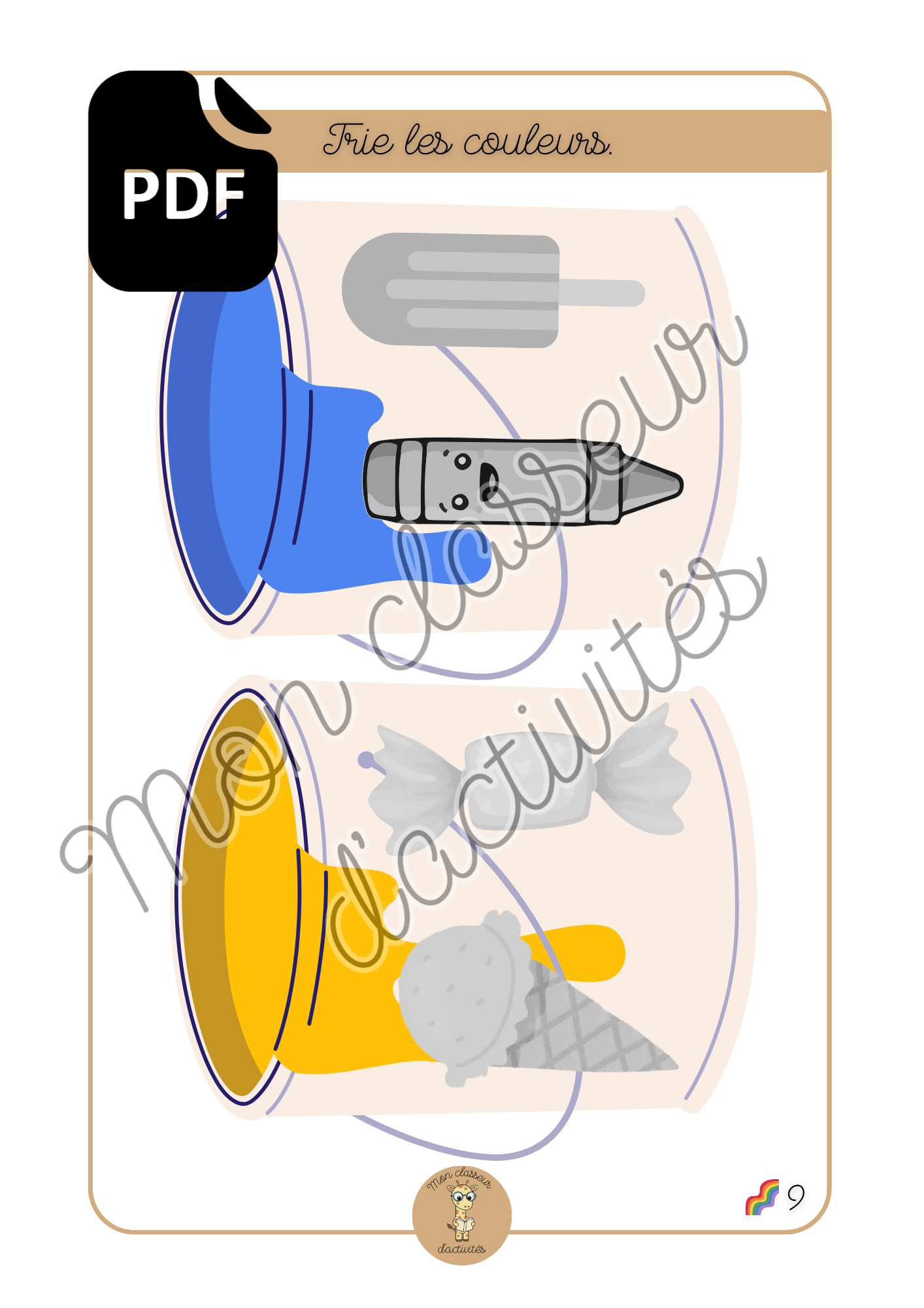 PDF - Les couleurs - Fiche 9 "Trie les couleurs"